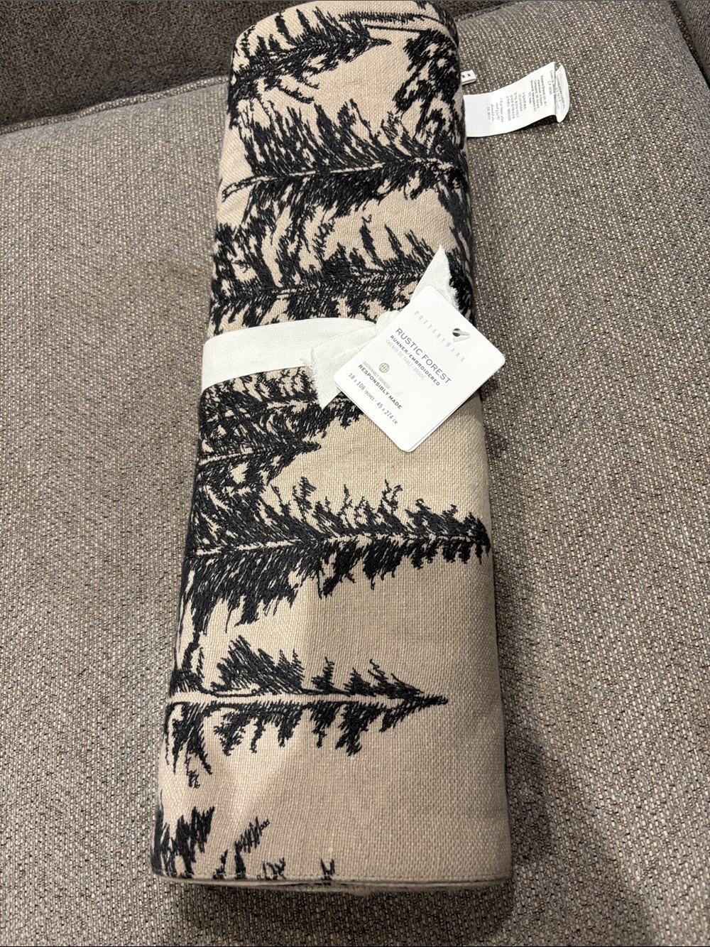 Pottery Barn Rustic forest Black and Beige runner